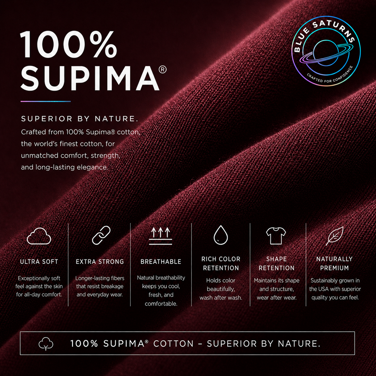 American Supima Cottom Polo T-shirt- Maroon