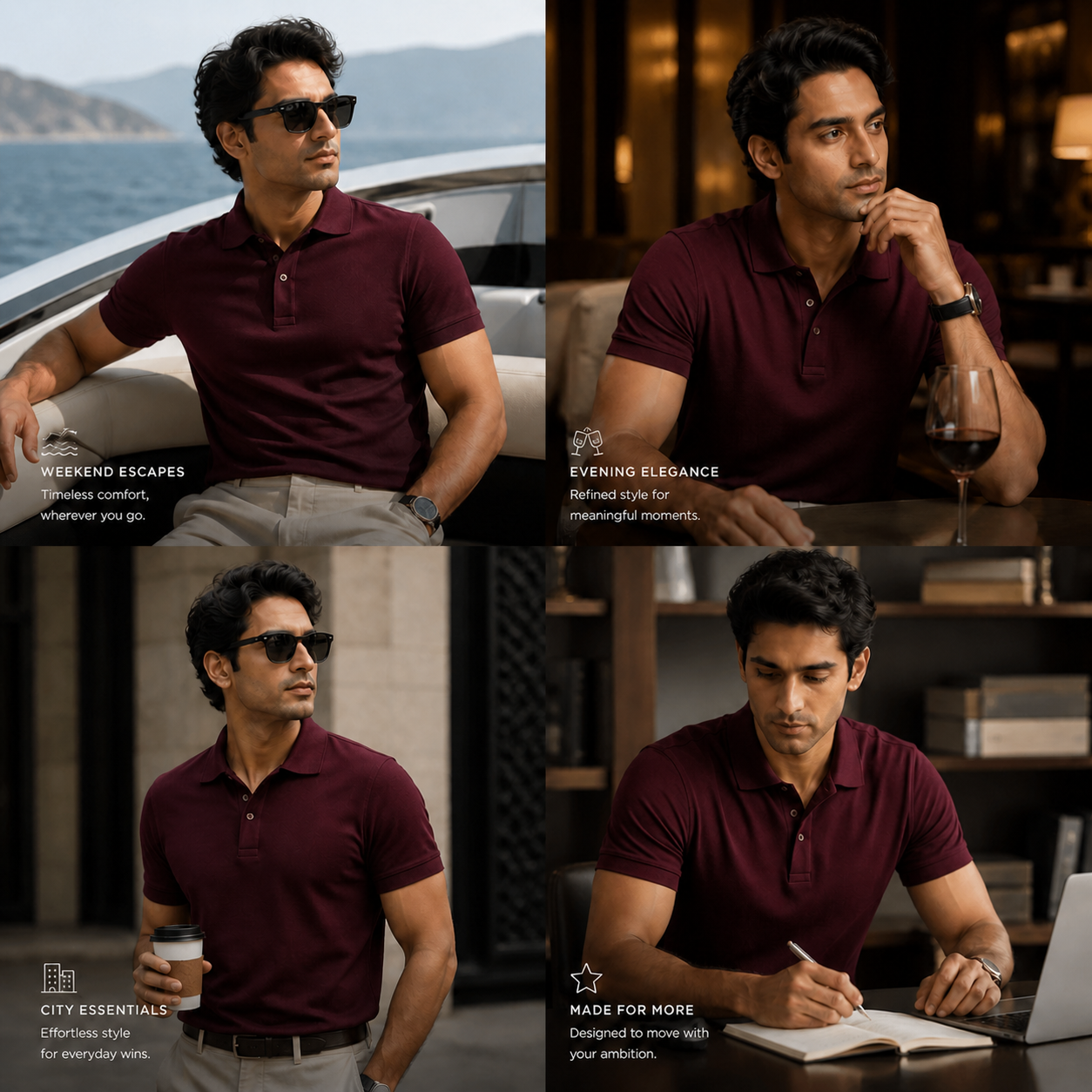 American Supima Cottom Polo T-shirt- Maroon