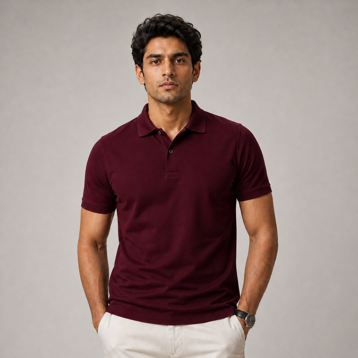 American Supima Cottom Polo T-shirt- Maroon