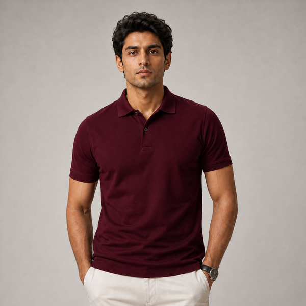American Supima Cottom Polo T-shirt- Maroon
