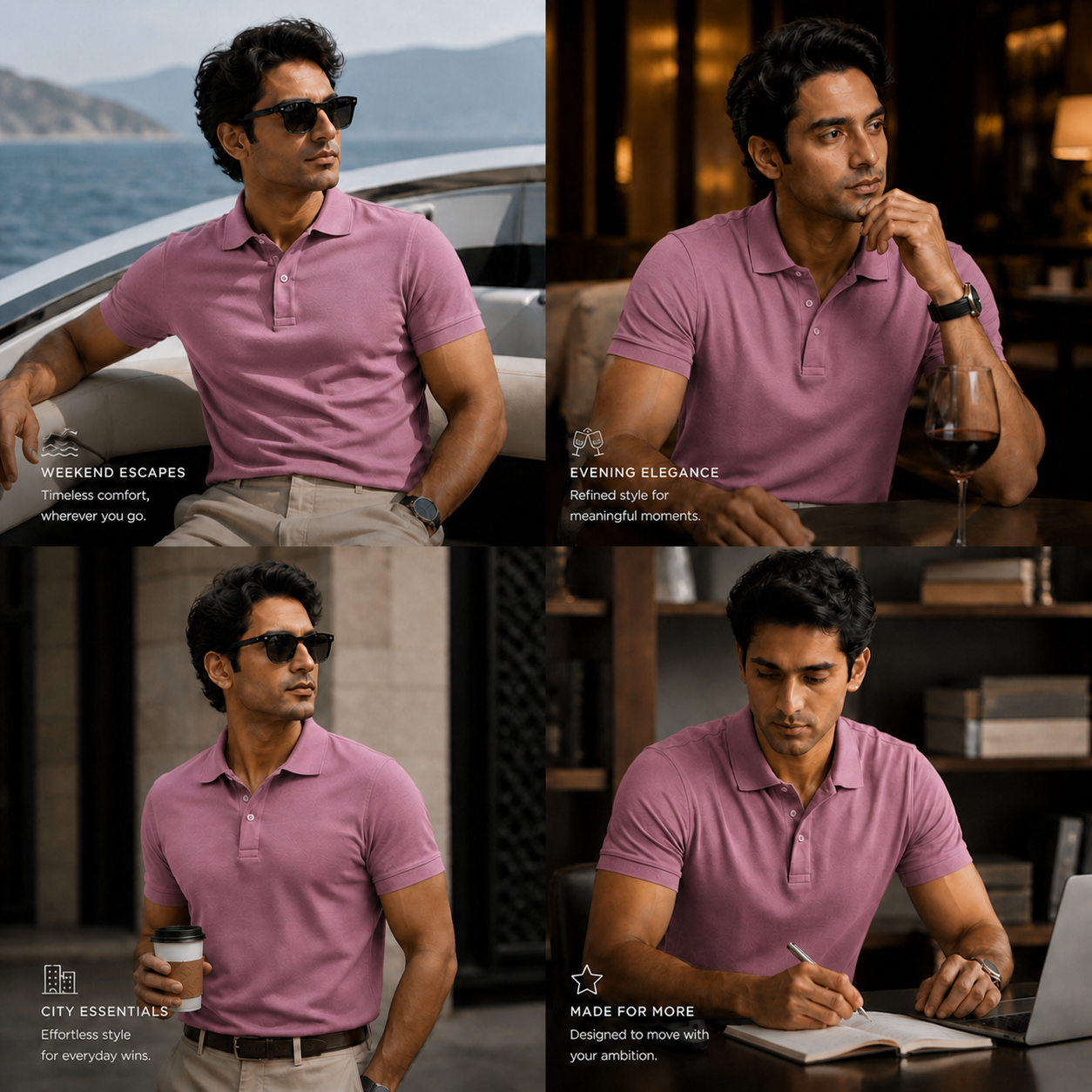 American Supima Cottom Polo T-shirt- Pink