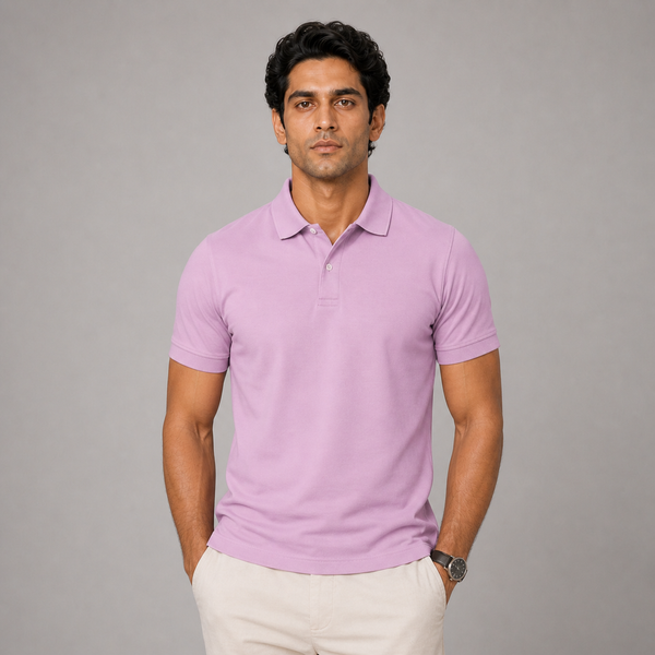 American Supima Cottom Polo T-shirt- Pink