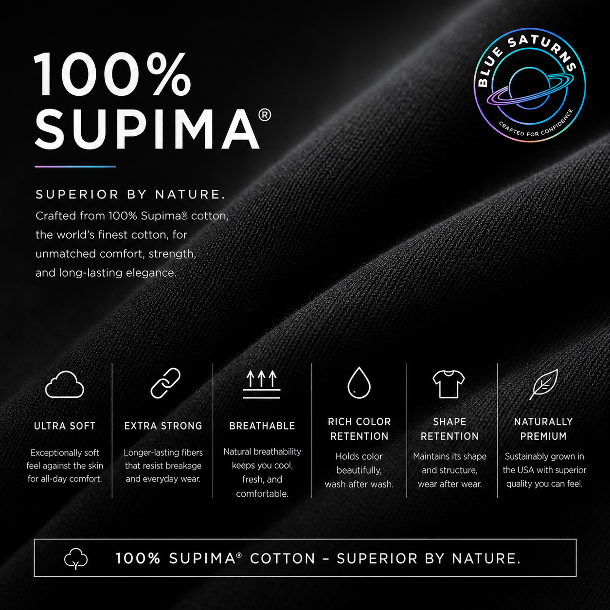 American Supima Cottom Polo T-shirt- Black