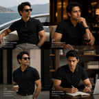 American Supima Cottom Polo T-shirt- Black