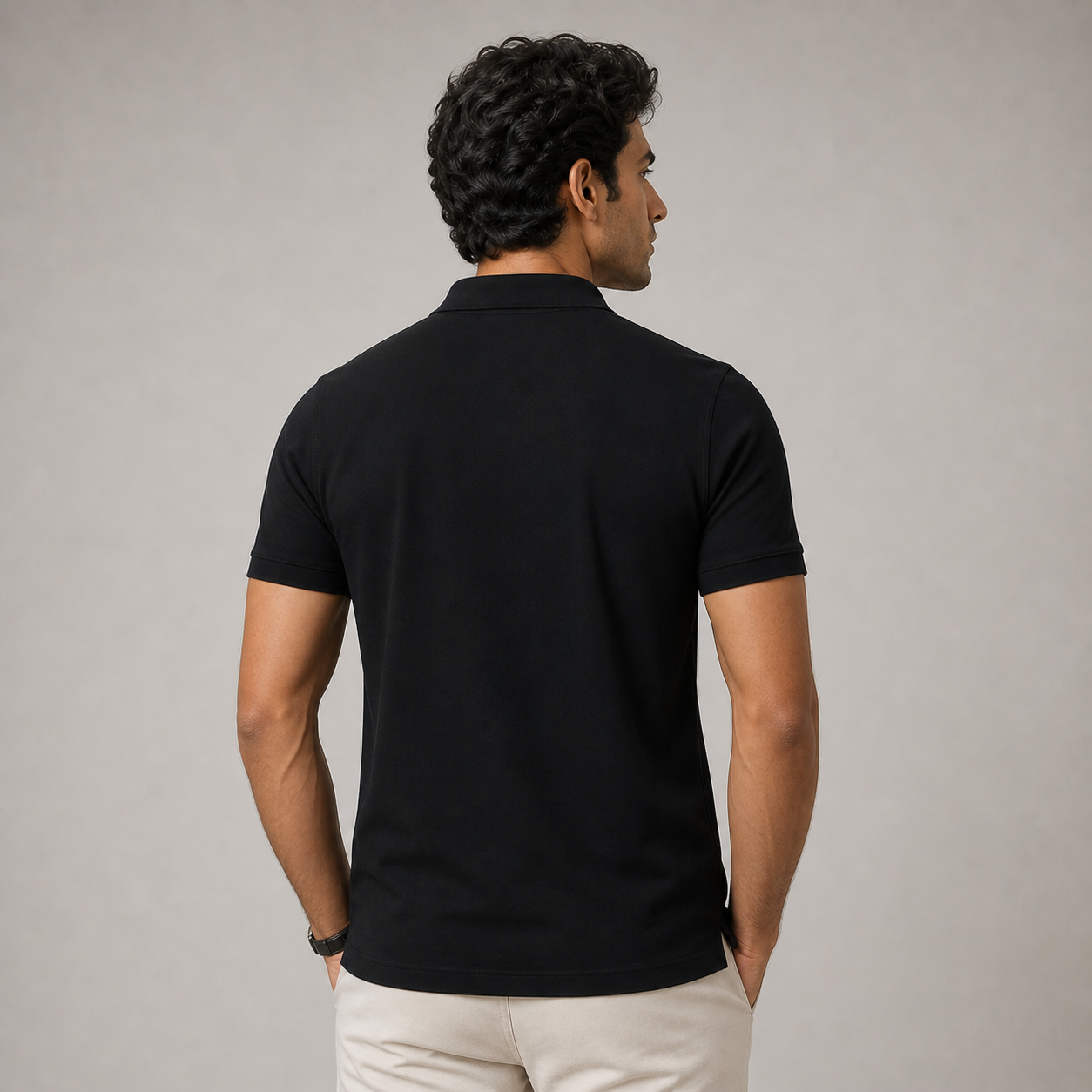 American Supima Cottom Polo T-shirt- Black