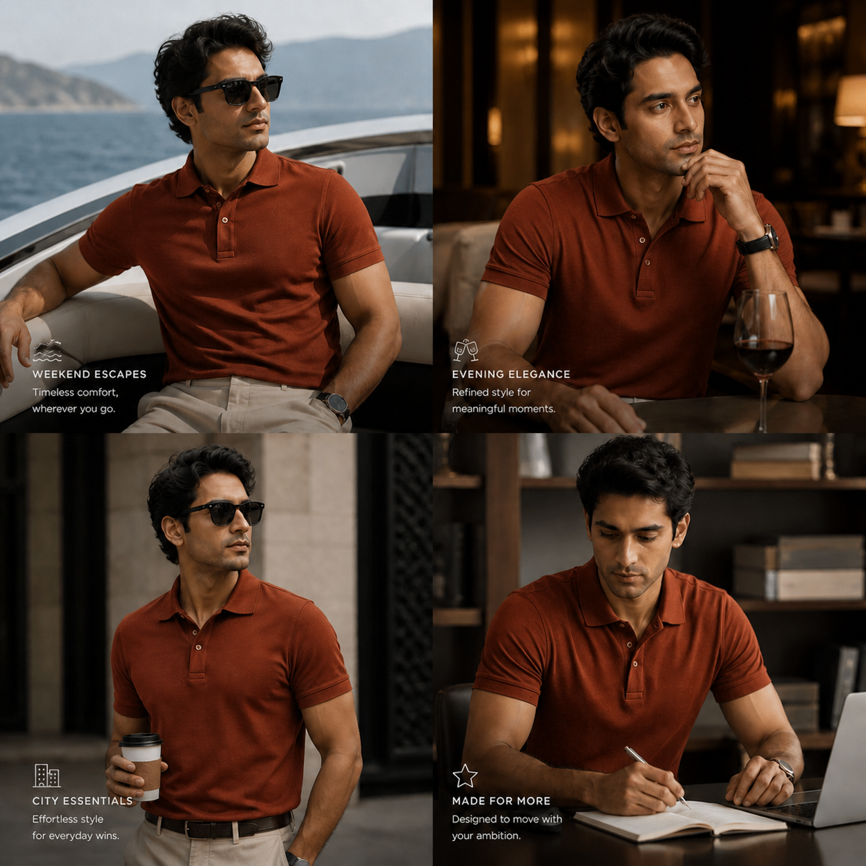 American Supima Cottom Polo T-shirt- Rust