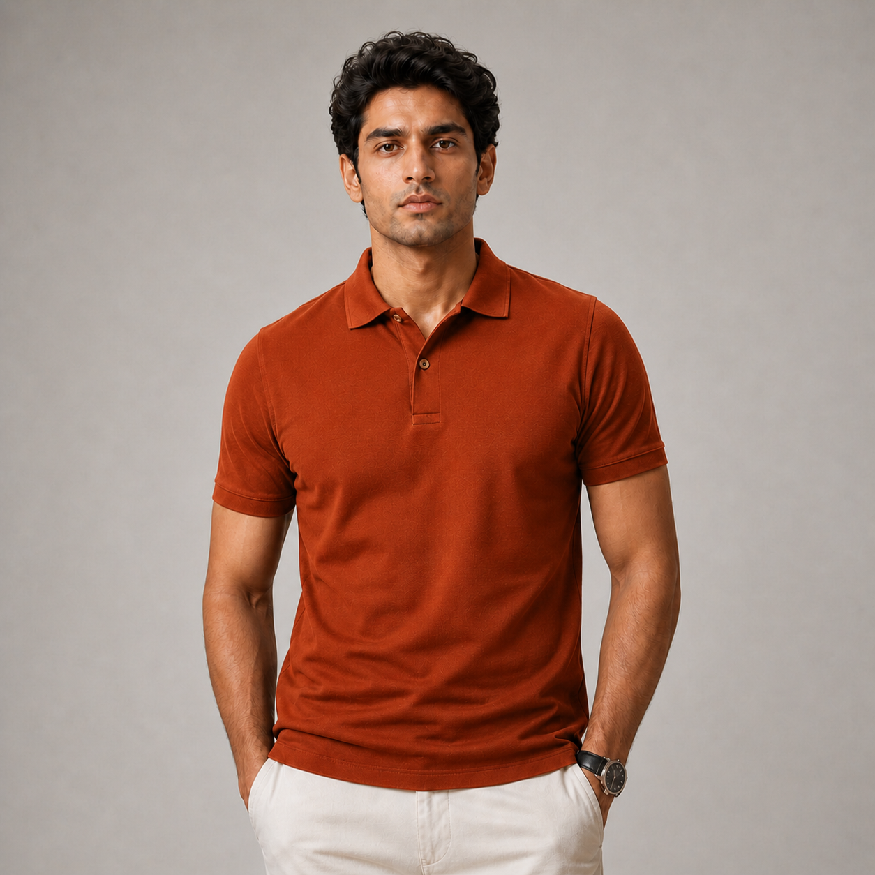 American Supima Cottom Polo T-shirt- Rust